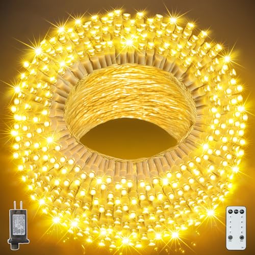 1000 LED Christmas Lights Outdoor, 410FT 120M String Christmas Tree Lights, Waterproof IP65 Transparent Led Christmas Lights for Xmas Yard, Tree, Wedding, Holiday Decoration Indoor (Warm White)