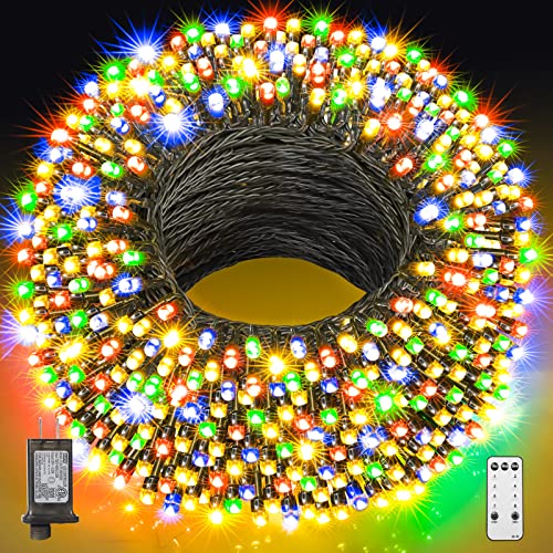 Christmas Lights, 330FT 800LED Outdoor String Lights Waterproof Christmas Tree Lights 8 Modes LED Christmas Lights Outdoor Timer Remote Outdoor Christmas Decorations Yard Garden Xmas Tree Multicolor