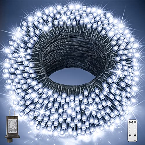 Christmas Lights, 330FT 800LED Outdoor String Lights Waterproof Christmas Tree Lights 8 Modes LED Christmas Lights Outdoor Timer Remote Outdoor Christmas Decorations Yard Garden Xmas Tree White