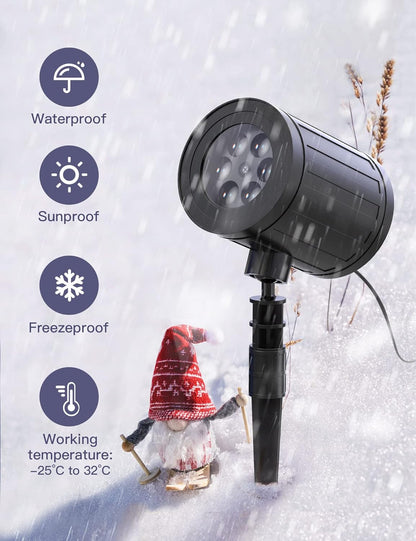 GUSODOR Christmas Projector Lights Outdoor, Dynamic Snowflake Projector LED Snowfall Lights Waterproof Christmas Projector Lights for Indoor Outdoor Christmas Decoration, Holiday, Wedding, Yard Decor