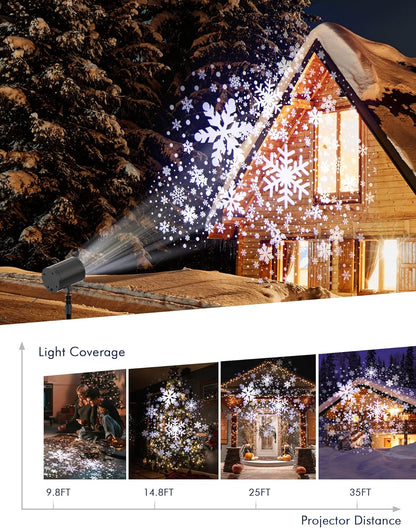 GUSODOR Christmas Projector Lights Outdoor, Dynamic Snowflake Projector LED Snowfall Lights Waterproof Christmas Projector Lights for Indoor Outdoor Christmas Decoration, Holiday, Wedding, Yard Decor