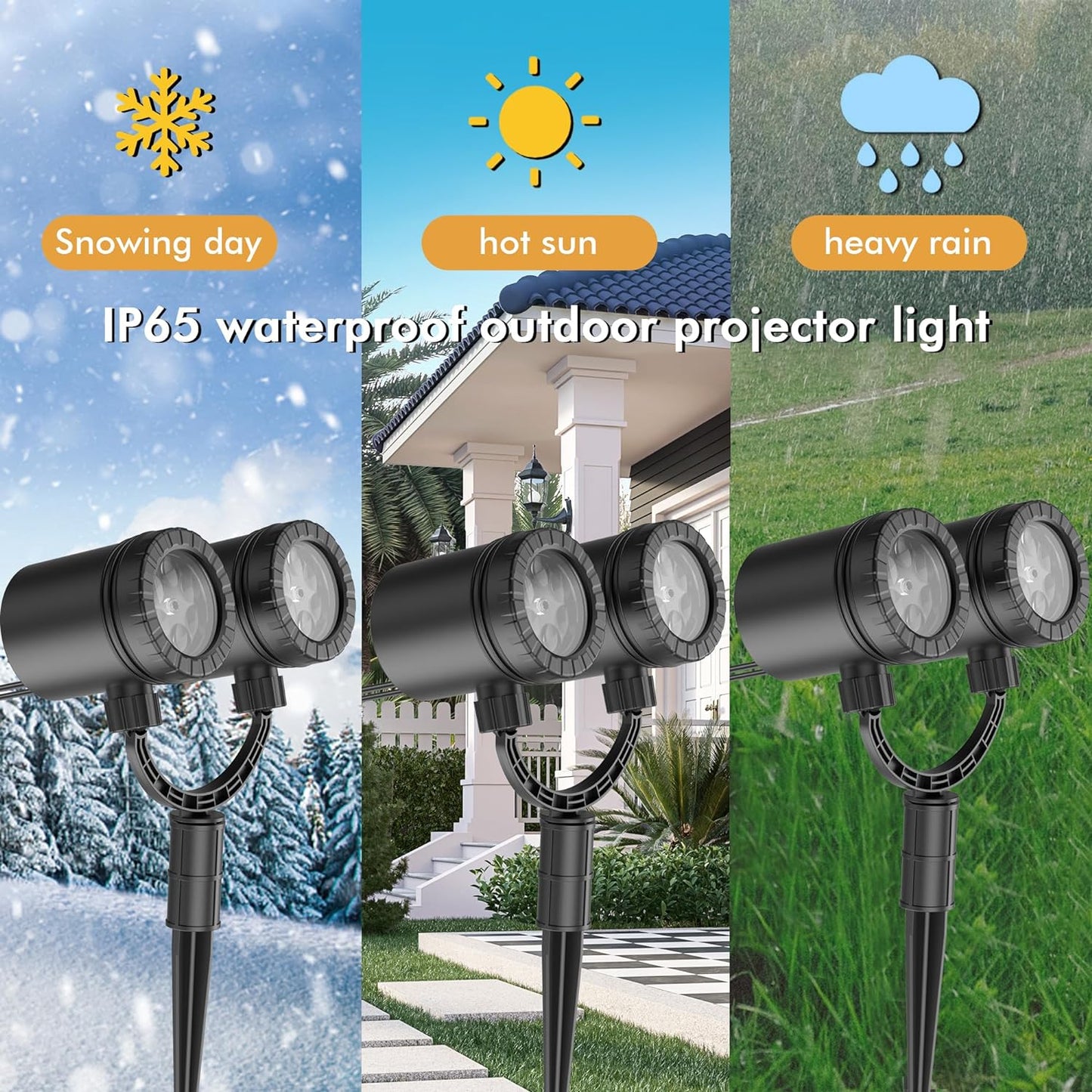 Snowflake Christmas Projector Lights Outdoor GUSODOR Christmas Decorations, LED Christmas Lights Outdoor Waterproof,Christmas Light Projector Outside, Xmas Party Holiday Decor for Indoor,Yard,House