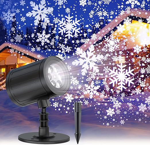 GUSODOR Christmas Projector Lights Outdoor, Dynamic Snowflake Projector LED Snowfall Lights Waterproof Christmas Projector Lights for Indoor Outdoor Christmas Decoration, Holiday, Wedding, Yard Decor