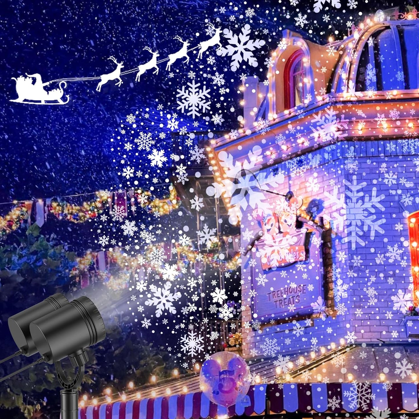 Snowflake Christmas Projector Lights Outdoor GUSODOR Christmas Decorations, LED Christmas Lights Outdoor Waterproof,Christmas Light Projector Outside, Xmas Party Holiday Decor for Indoor,Yard,House