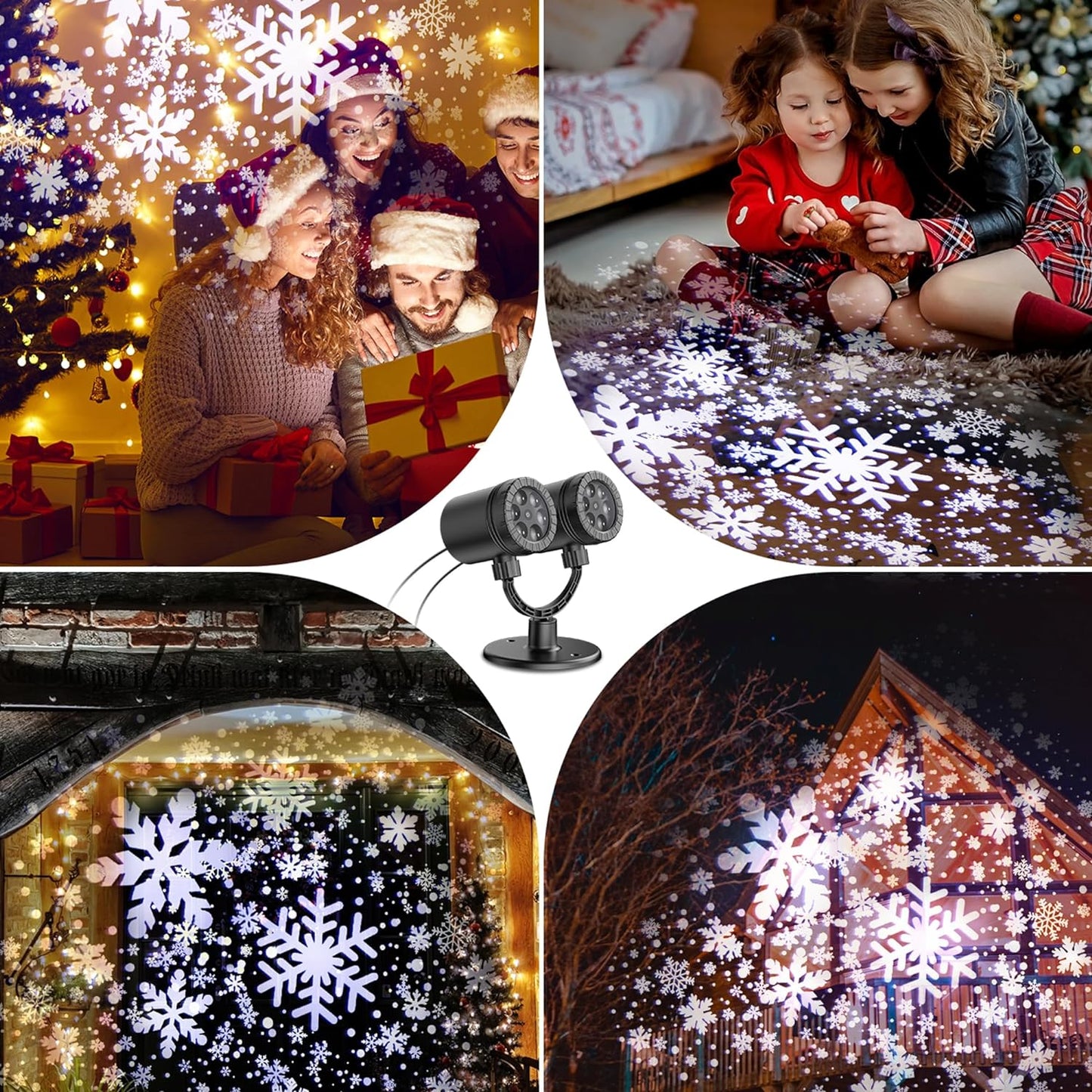 Snowflake Christmas Projector Lights Outdoor GUSODOR Christmas Decorations, LED Christmas Lights Outdoor Waterproof,Christmas Light Projector Outside, Xmas Party Holiday Decor for Indoor,Yard,House